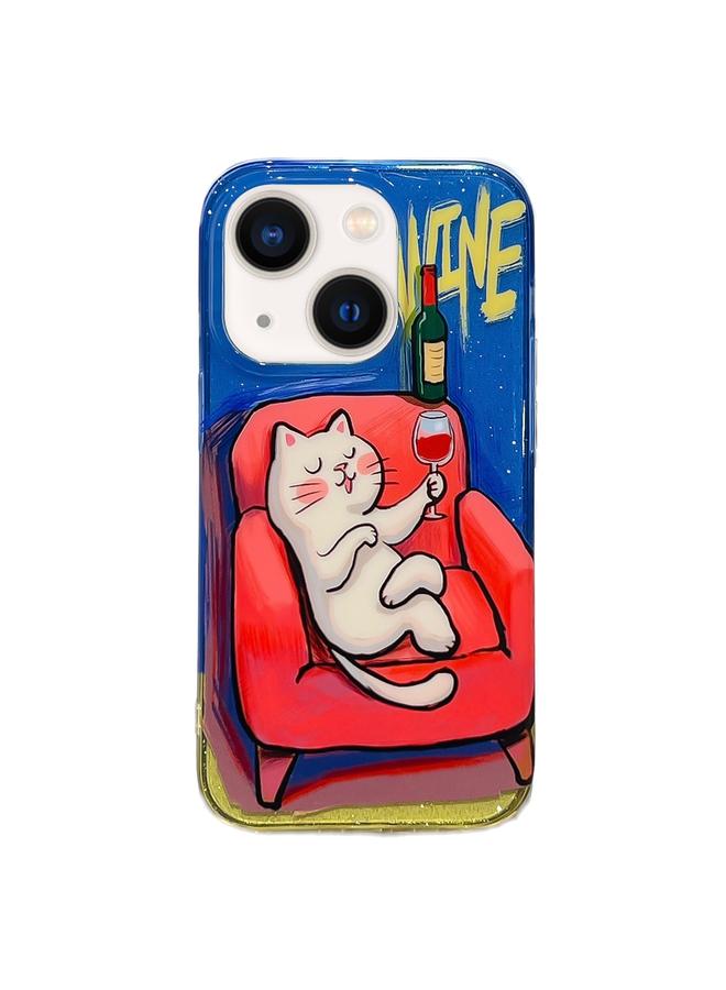S-TOP Case For iPhone 14 Illustration Graffiti Cat Pattern Double Layer LMD Phone Case - Image 1