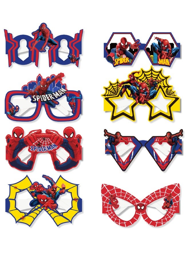 16 عبوة من نظارات ورقية للحفلات، نظارات ورقية سبايدر مان المضحكة، دعائم فستان سبايدر مان الفاخرة لحفلات الأطفال الممتعة بطابع سبايدر مان، هدايا حفلات سبايدر مان، ديكور حفلات بطابع سبايدر مان - Image 2
