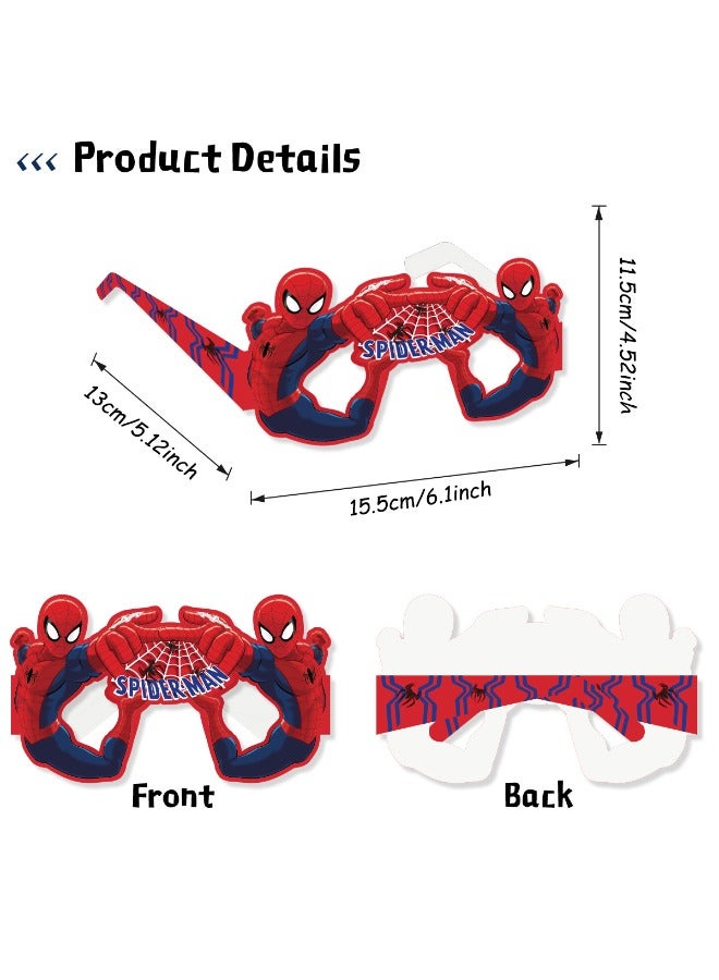 16 عبوة من نظارات ورقية للحفلات، نظارات ورقية سبايدر مان المضحكة، دعائم فستان سبايدر مان الفاخرة لحفلات الأطفال الممتعة بطابع سبايدر مان، هدايا حفلات سبايدر مان، ديكور حفلات بطابع سبايدر مان - Image 3