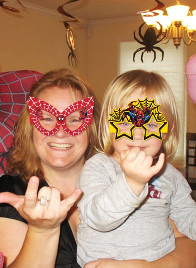 16 عبوة من نظارات ورقية للحفلات، نظارات ورقية سبايدر مان المضحكة، دعائم فستان سبايدر مان الفاخرة لحفلات الأطفال الممتعة بطابع سبايدر مان، هدايا حفلات سبايدر مان، ديكور حفلات بطابع سبايدر مان - Image 4