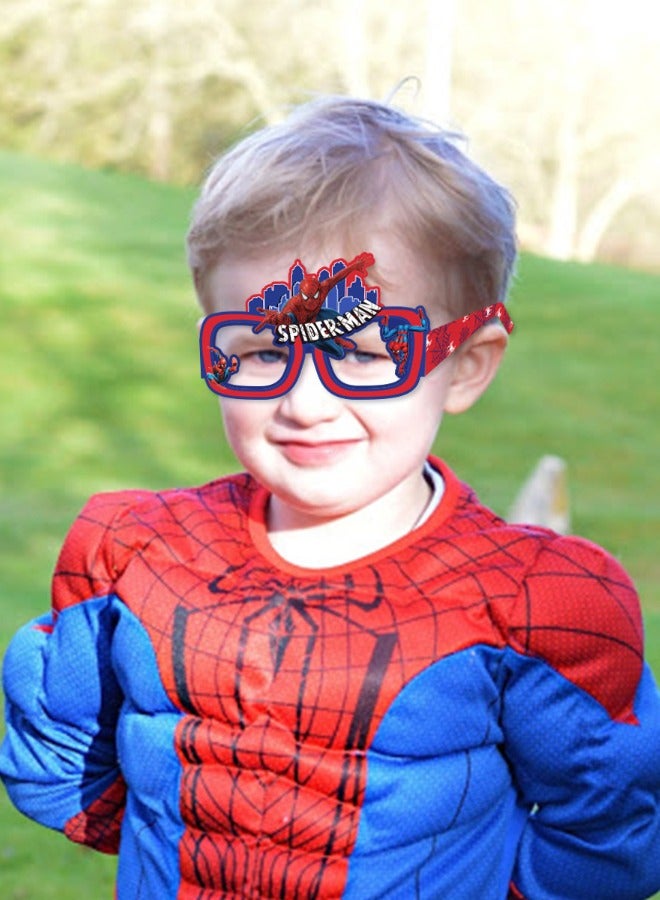 16 عبوة من نظارات ورقية للحفلات، نظارات ورقية سبايدر مان المضحكة، دعائم فستان سبايدر مان الفاخرة لحفلات الأطفال الممتعة بطابع سبايدر مان، هدايا حفلات سبايدر مان، ديكور حفلات بطابع سبايدر مان - Image 5