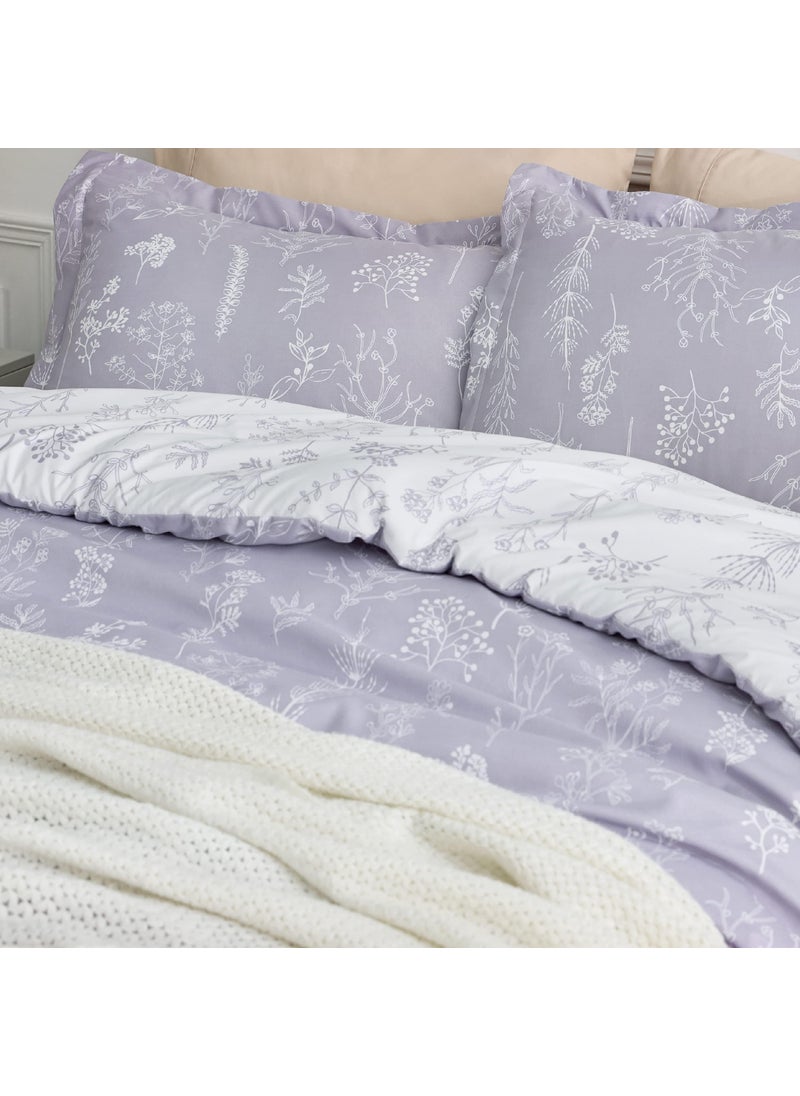 Bedsure Bedsure Queen Comforter Set - Lavender Comforter  Cute Floral Bedding Comforter Sets  Gifts for Woman  3 Pieces  1 Soft Reversible Botanical Flowers Comforter and 2 Pillow Shams  - Image 3