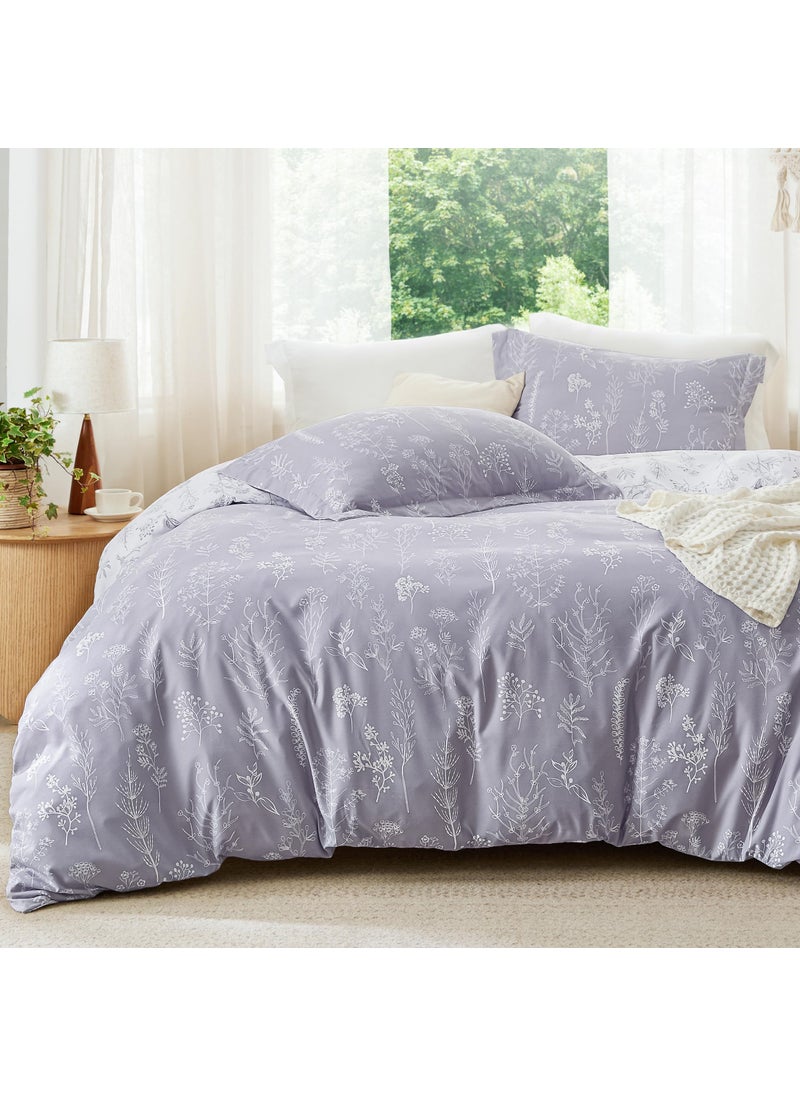 Bedsure Bedsure Queen Comforter Set - Lavender Comforter  Cute Floral Bedding Comforter Sets  Gifts for Woman  3 Pieces  1 Soft Reversible Botanical Flowers Comforter and 2 Pillow Shams  - Image 1