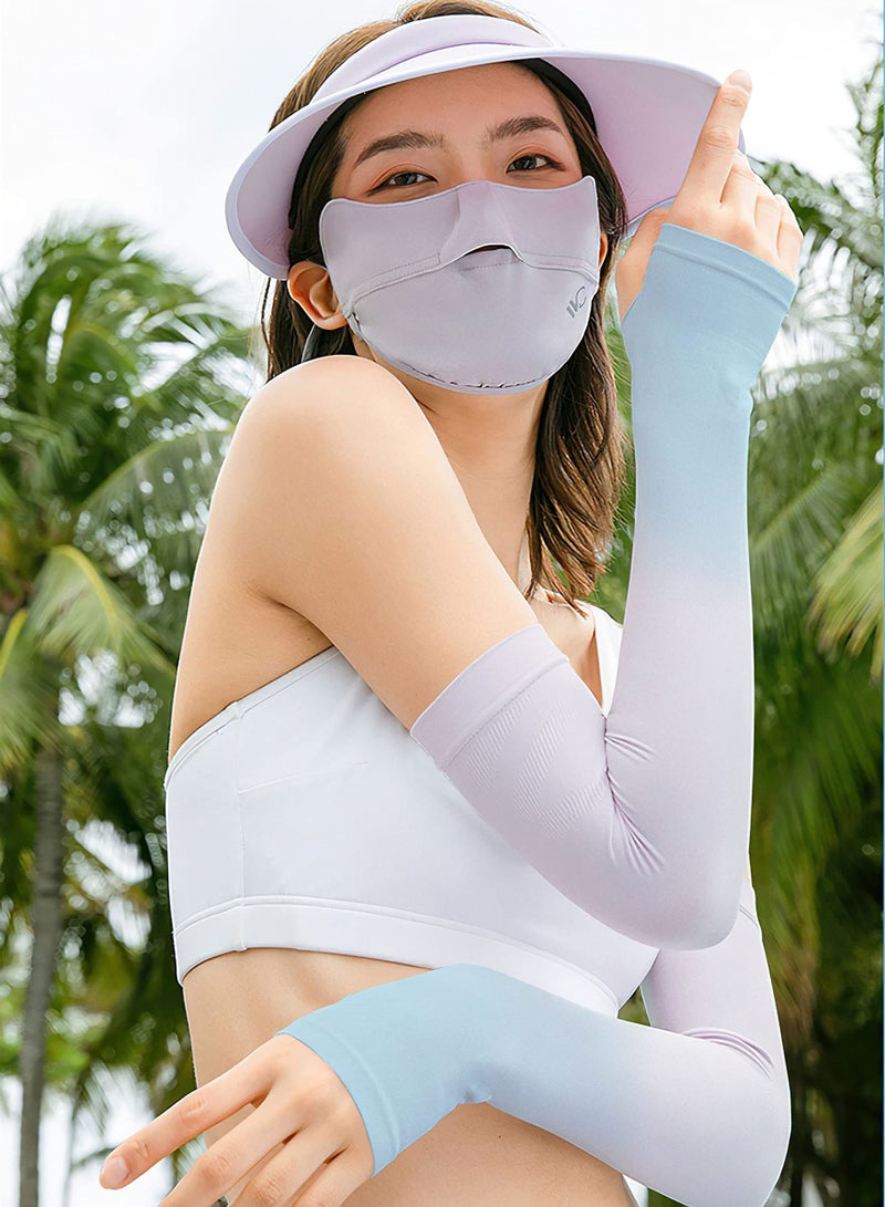 SOLARAE 2 Pair UV Protection Cooling Breathable Arm Sleeve Sun Protective Moisture Wicking Gloves with Finger Hole to Cover Arms for Cycling Driving Outdoor Sports for Men Women - Image 3