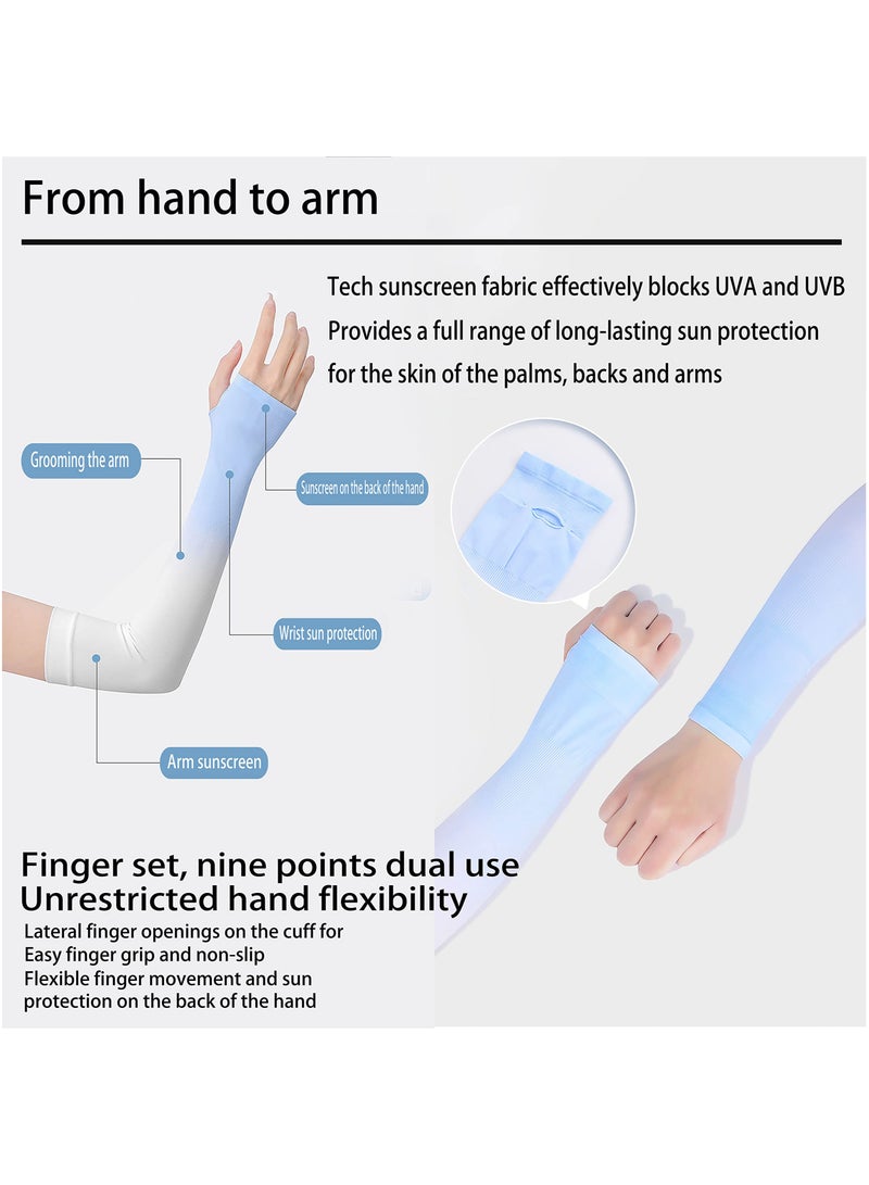 SOLARAE 2 Pair UV Protection Cooling Breathable Arm Sleeve Sun Protective Moisture Wicking Gloves with Finger Hole to Cover Arms for Cycling Driving Outdoor Sports for Men Women - Image 5