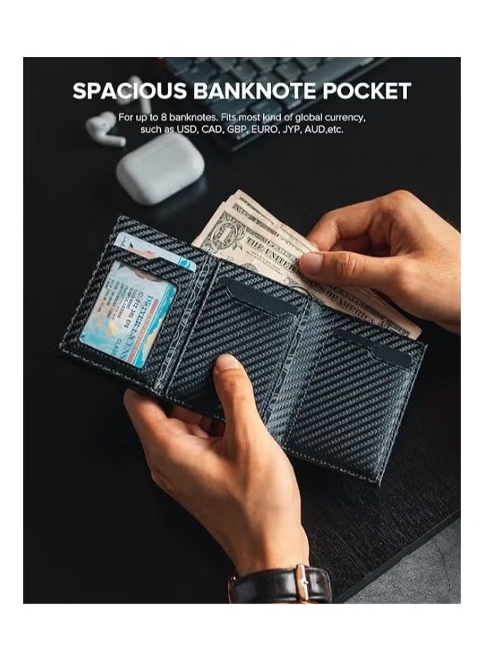 Credit Card Holder RFID Blocking Genuine Leather Pop Up Anti Theft Card Wallet with Banknote Compartment, ID Window, Coin Pocket and Magnetic Closure for Men Gifts  - Image 3