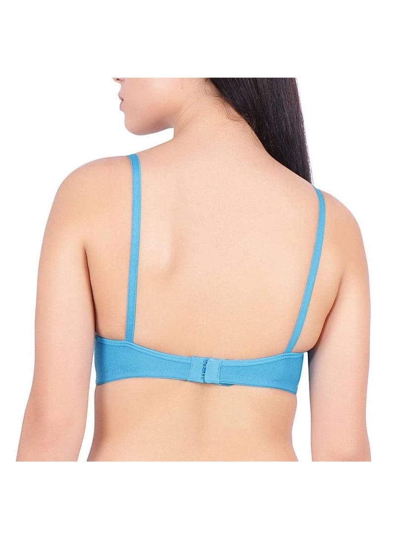 Love Bell Women's Everyday Bra - Non-Padded Soft Cup T-shirt Bra - Premium Cotton - Seamless, Moulded, 18 hour Tshirt Bra (C, Lagoon Blue, 34C) - Image 4