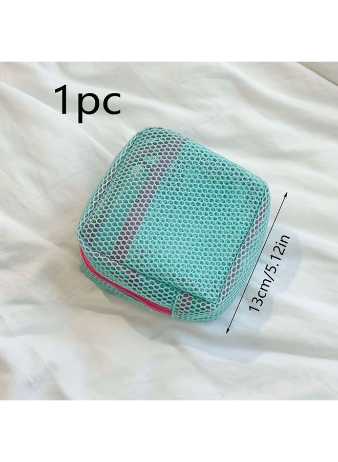 Green Lightweight Mesh Makeup Bag Portable Cosmetic Organizer with Zipper for Travel - Image 4