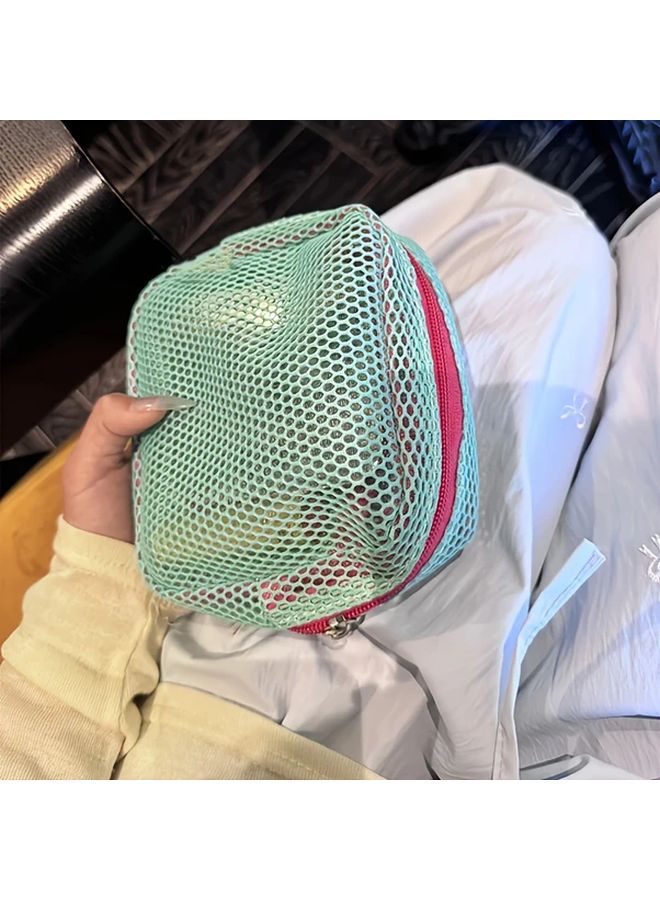 Green Lightweight Mesh Makeup Bag Portable Cosmetic Organizer with Zipper for Travel - Image 5