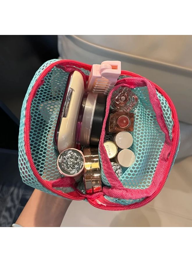 Green Lightweight Mesh Makeup Bag Portable Cosmetic Organizer with Zipper for Travel - Image 2