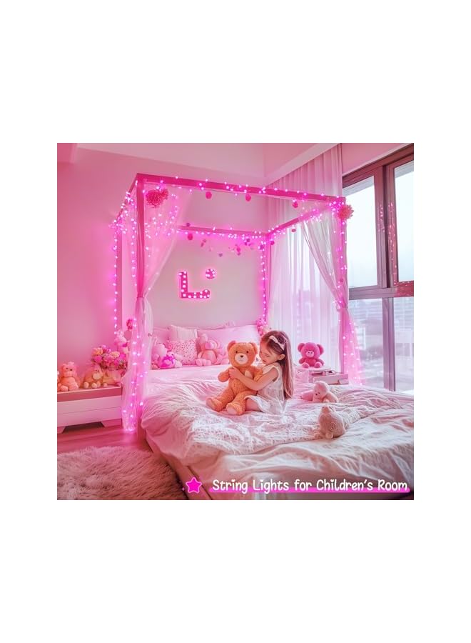 The Bros 33ft 100 LED Pink Christmas Tree Lights, Pink Battery Operated Lights with 8 Modes Remote Indoor Outdoor Waterproof - Image 3