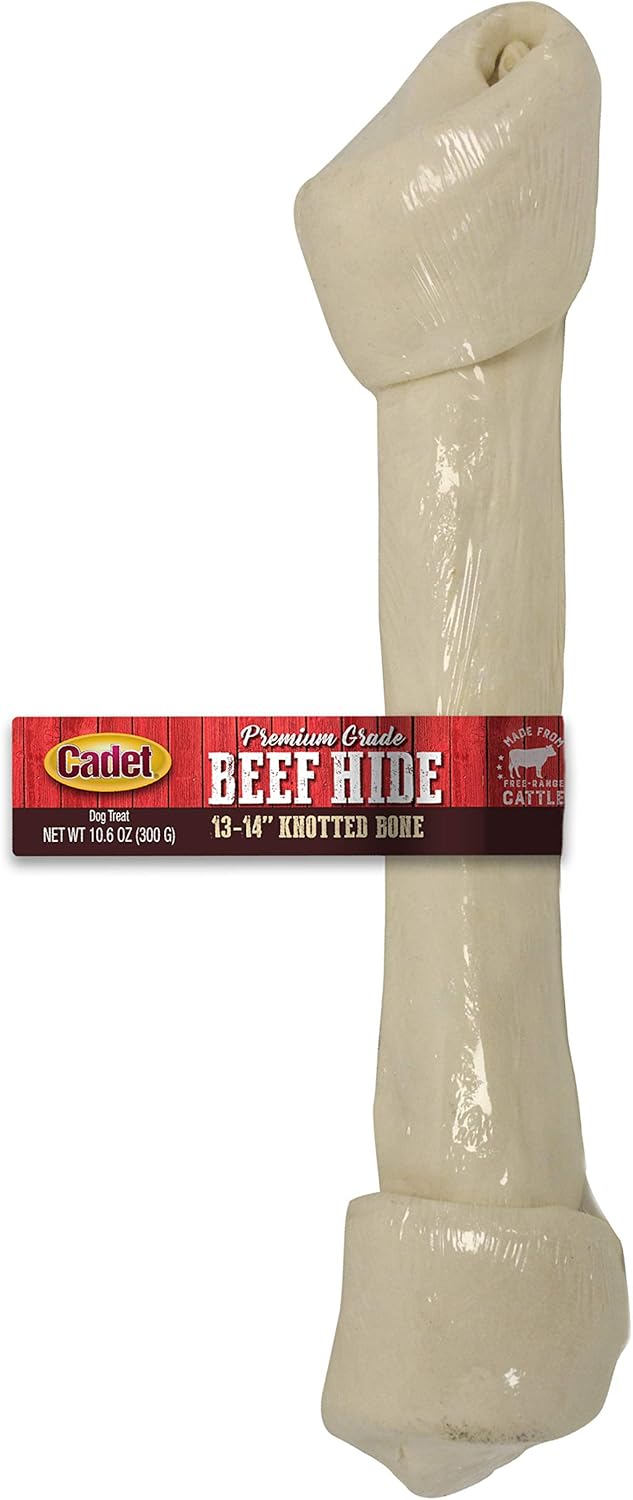 Cadet Premium Grade Beef Hide for Dogs LongLasting Rawhide Knotted Bones SingleIngredient Dog Chews 13Inch 1 Count - Image 1