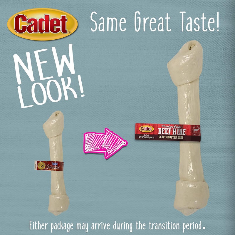 Cadet Premium Grade Beef Hide for Dogs LongLasting Rawhide Knotted Bones SingleIngredient Dog Chews 13Inch 1 Count - Image 5