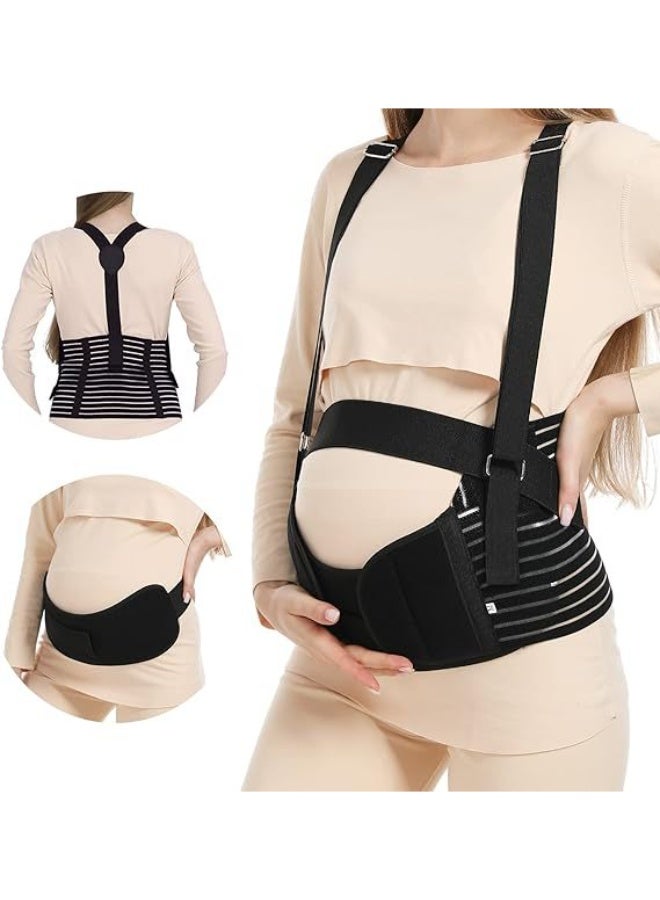 jingpin Pregnancy Abdominal Support Belt - Adjustable and Breathable Pregnancy Support Belt with Shoulder Straps and Back Support (Black XXL) - Image 1