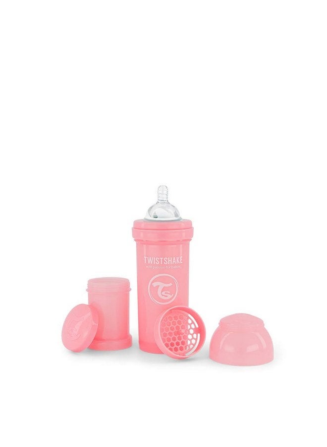 TWISTSHAKE Twistshake Anti Colic Baby Bottles - Premium 260ml/8oz Bottles with 100ml Milk Storage Container for a Comfortable Feeding Experience for Baby Care - Pastel Pink - Image 1