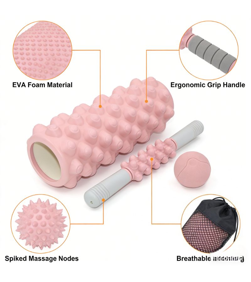 Extended Anti Slip Yoga Massage Stick Grey Suerjw 9 Long Handle For Shoulders Neck Waist Back And Legs Full Body Roller - Image 4
