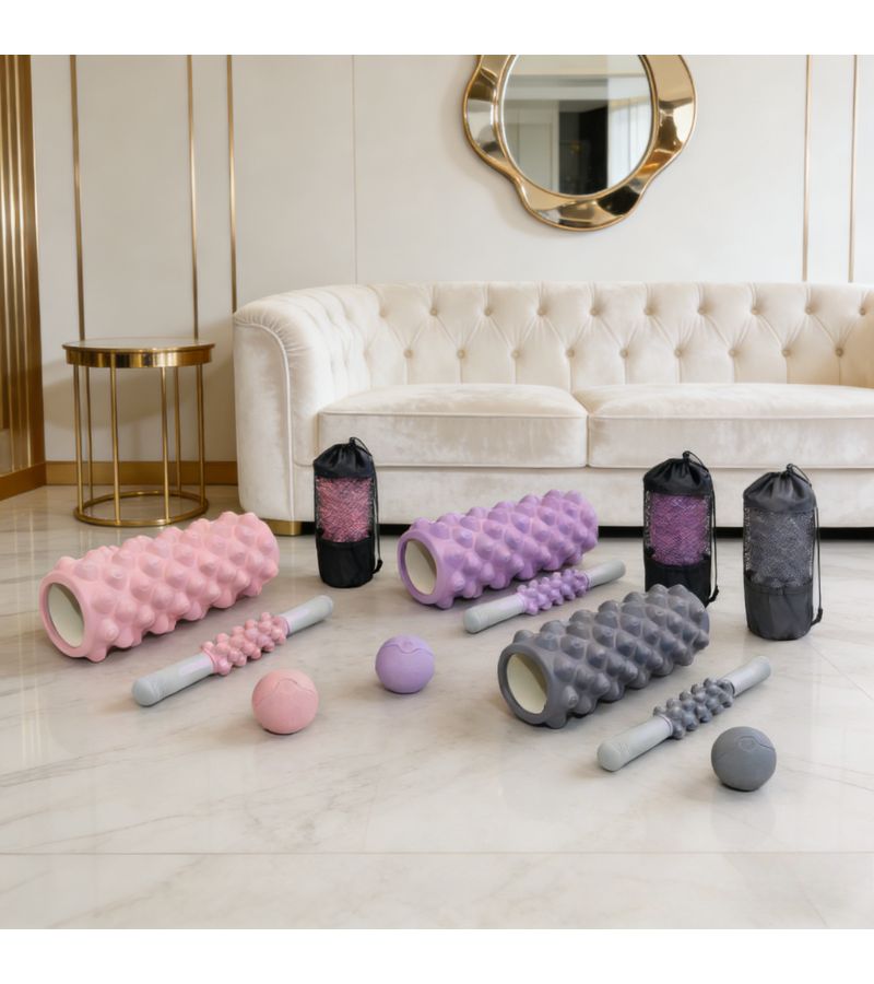 Extended Anti Slip Yoga Massage Stick Grey Suerjw 9 Long Handle For Shoulders Neck Waist Back And Legs Full Body Roller - Image 5