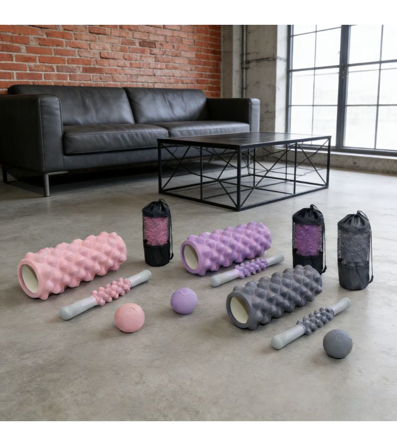 Extended Anti Slip Yoga Massage Stick Grey Suerjw 9 Long Handle For Shoulders Neck Waist Back And Legs Full Body Roller - Image 1
