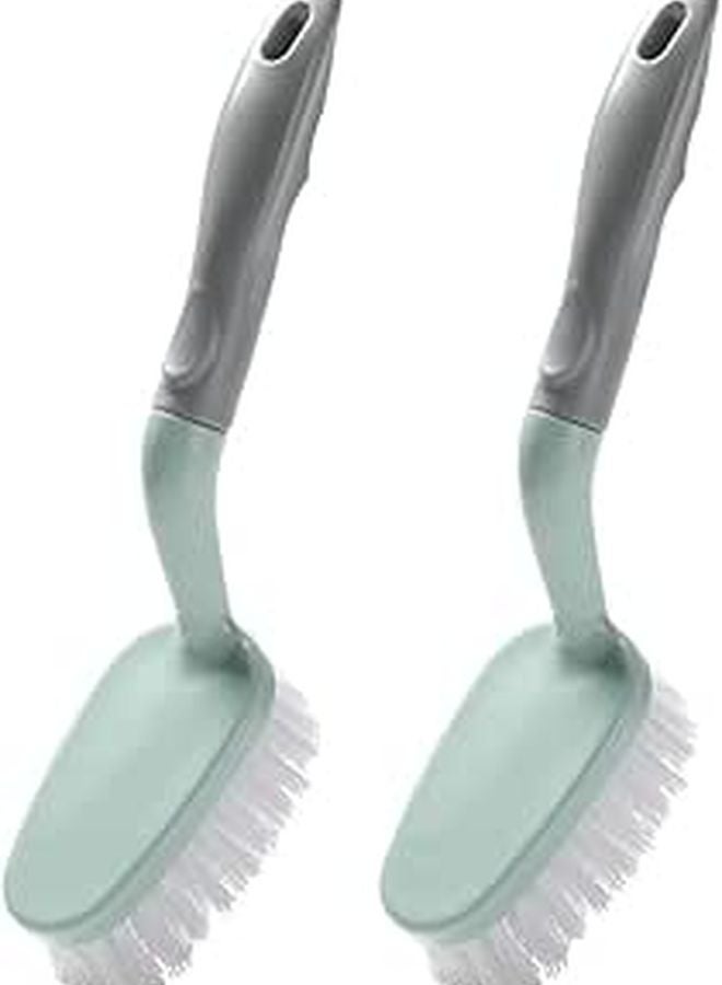 Long Handle Bathroom Floor Brush And Bathtub Scrub Brush Set 2Pcs Non Slip Grip Stiff Bristles For Tile Cleaning - Image 1