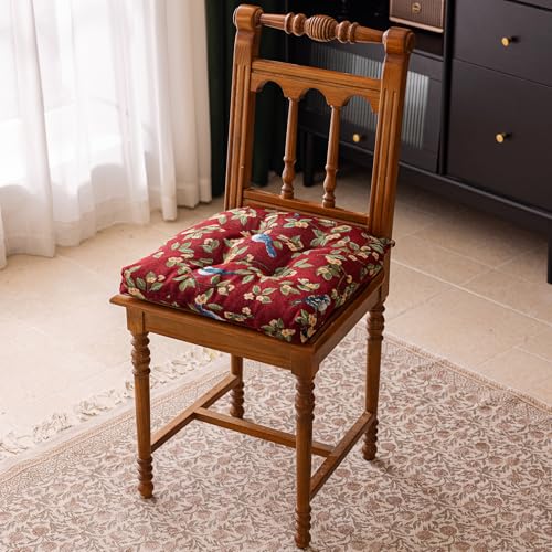 vctops Farmhouse Bird Print Chair Cushions with Ties UShaped Soft Comfortable Chair Pads Non Slip Seat Cushions for Indoor Dining Room and Kitchen Chairs Red16x16 - Image 3