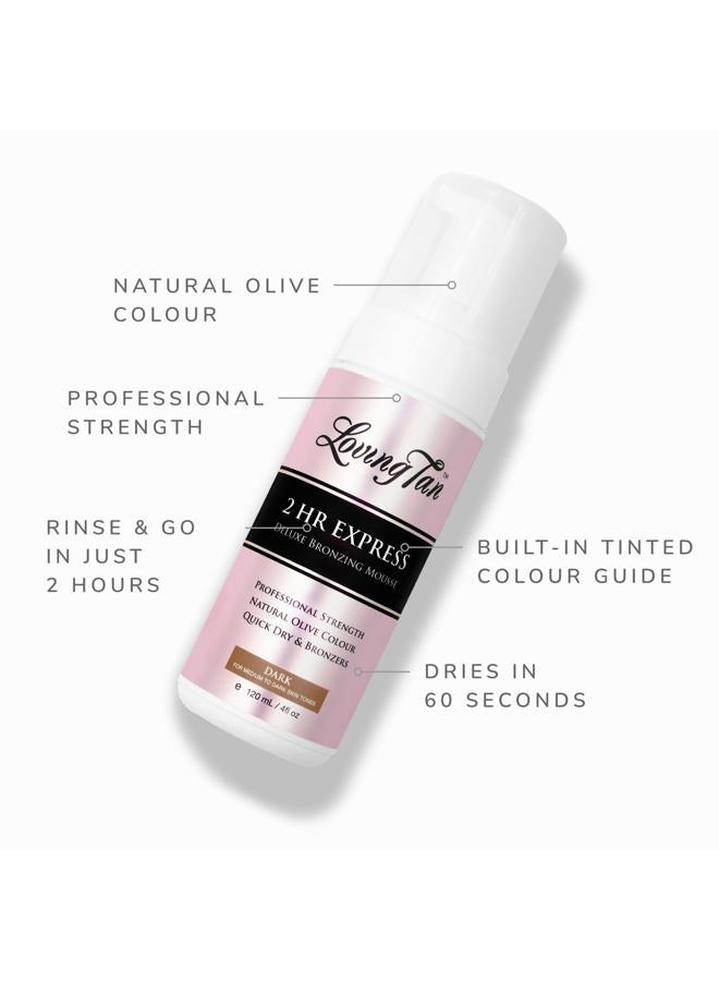 Loving Tan 2 HR Express Self Tanning Mousse, Dark - Streak Free, Natural, Professional Quality - 5+ Sunless Self Tanner Applications per Bottle, Cruelty Free, Naturally Derived DHA - 4 FL Oz - Image 4