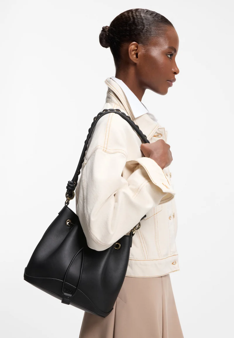 HUGO Black Faux-leather bucket bag with two straps for Women | Best Price UAE