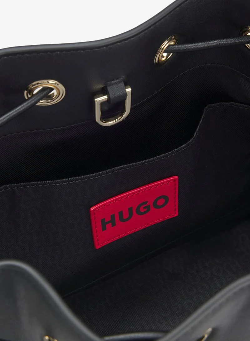HUGO Black Faux-leather bucket bag with two straps for Women | Best Price UAE