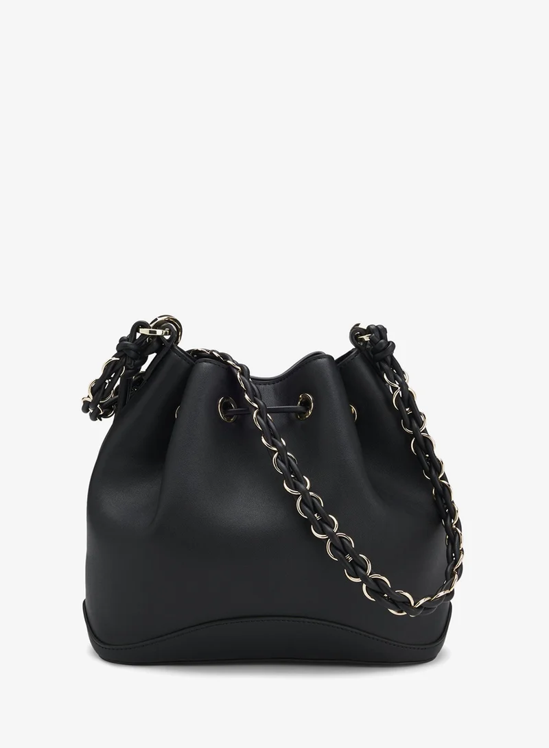 HUGO Black Faux-leather bucket bag with two straps for Women | Best Price UAE