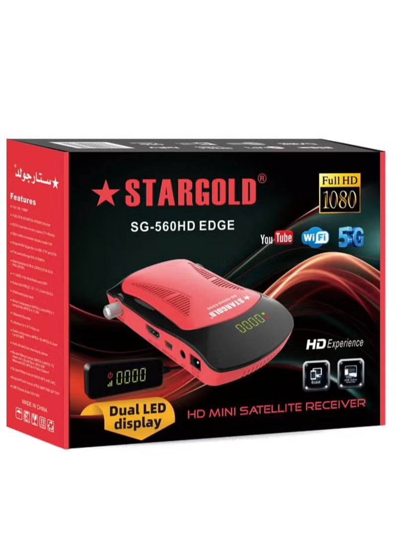 Stargold SG-560HD Edge Mini Satellite Receiver with Dual LED Display Full HD 1080p WiFi and 5G Connectivity - Image 1