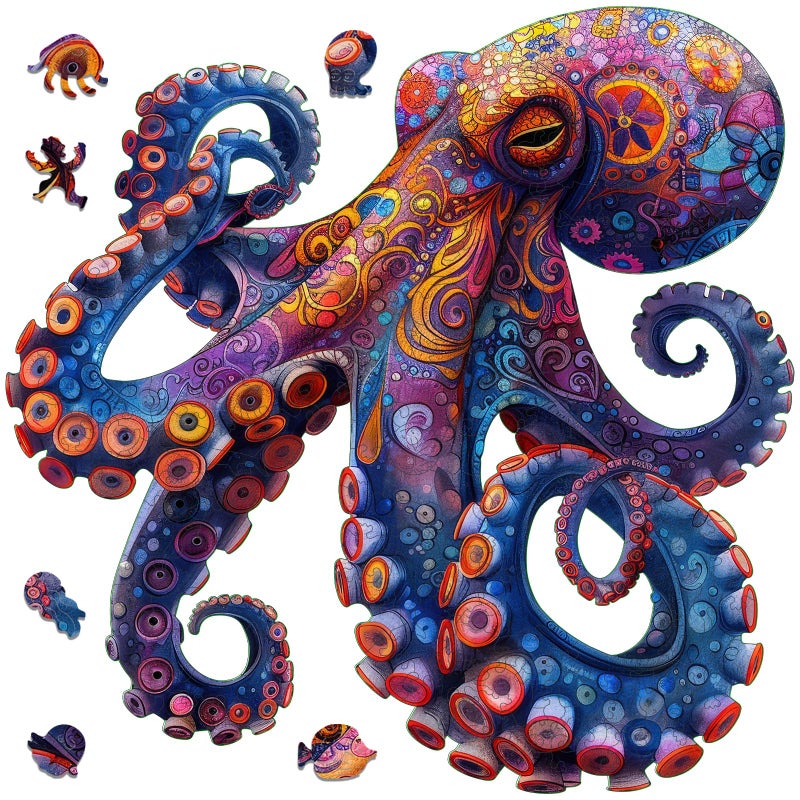 Mys Aurora Octopus Puzzles for Adults 500 Pieces 5MM Thick Wooden Jigsaw Puzzles Unique Shape Puzzle Ocean Wood Puzzles for Adults and Kids Birthday Gifts Family Game 17  17inch - Image 3