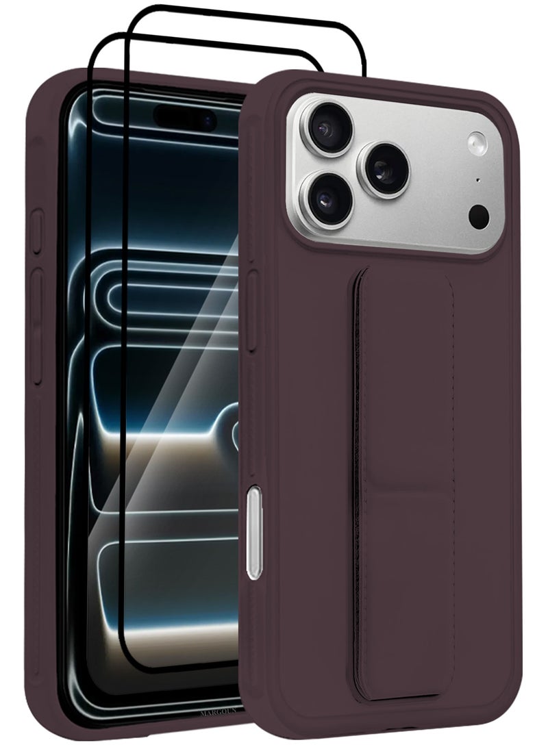 CATANES 3 Packs Premium PU Leather Case for iPhone 17 Pro with Stand Function Shockproof and Anti Scratch Finger Grip with Two 3D Screen Protector - Image 1