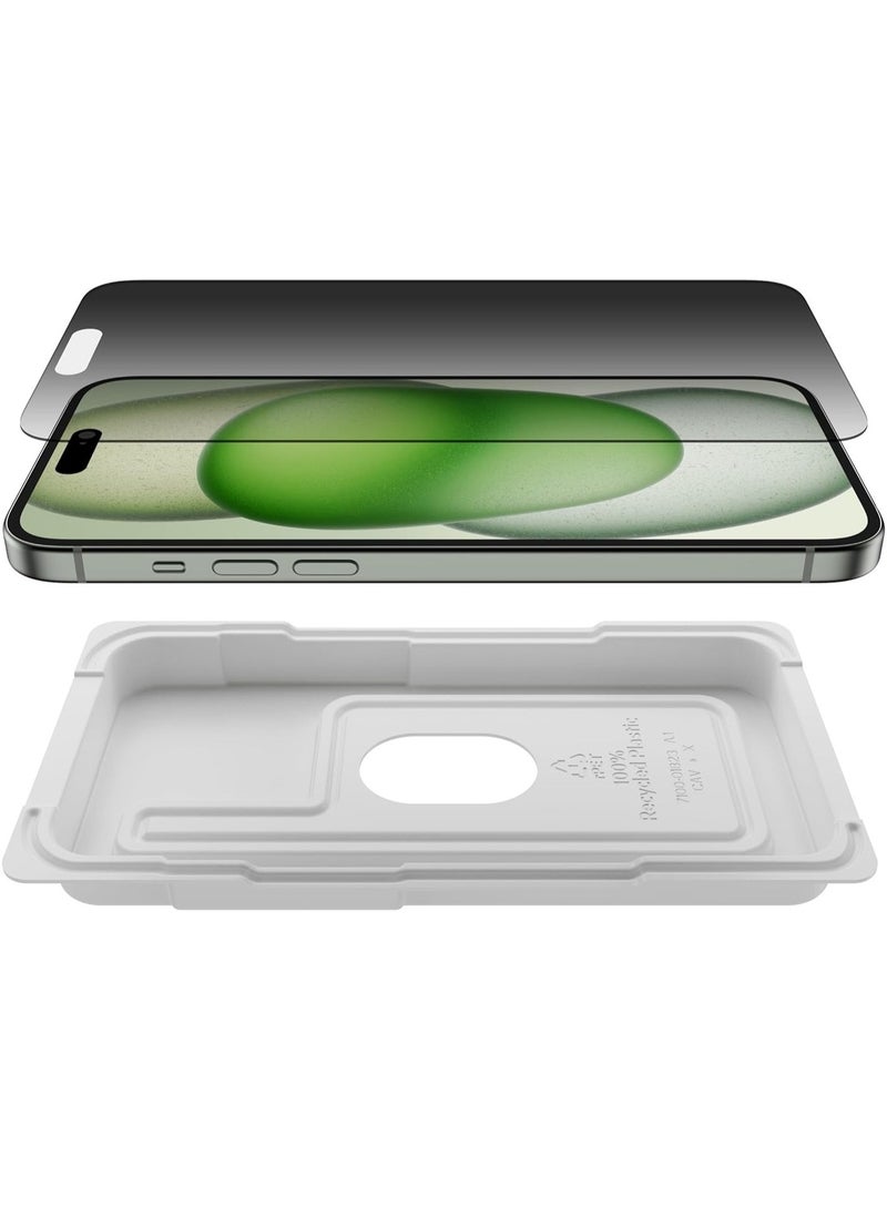 راكسوم واقي شاشة ScreenForce المصنوع من الزجاج المقوى والمعالج لحماية الخصوصية لهواتف iPhone 15 Plus و iPhone 14 Pro Max - نحيف ومقاوم للخدوش - يتضمن صينية سهلة التركيب لضمان عدم ظهور فقاعات الهواء - Image 4