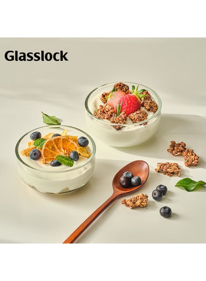 Glasslock Glass Bowls For Home Use, Noodle Bowls, Heat-resistant Thickened Tempered Glass Bowls For Steamed Eggs And Salads, 300ml*2 - Image 1