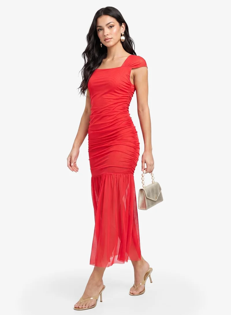 Ginger Ruched Mesh Dress