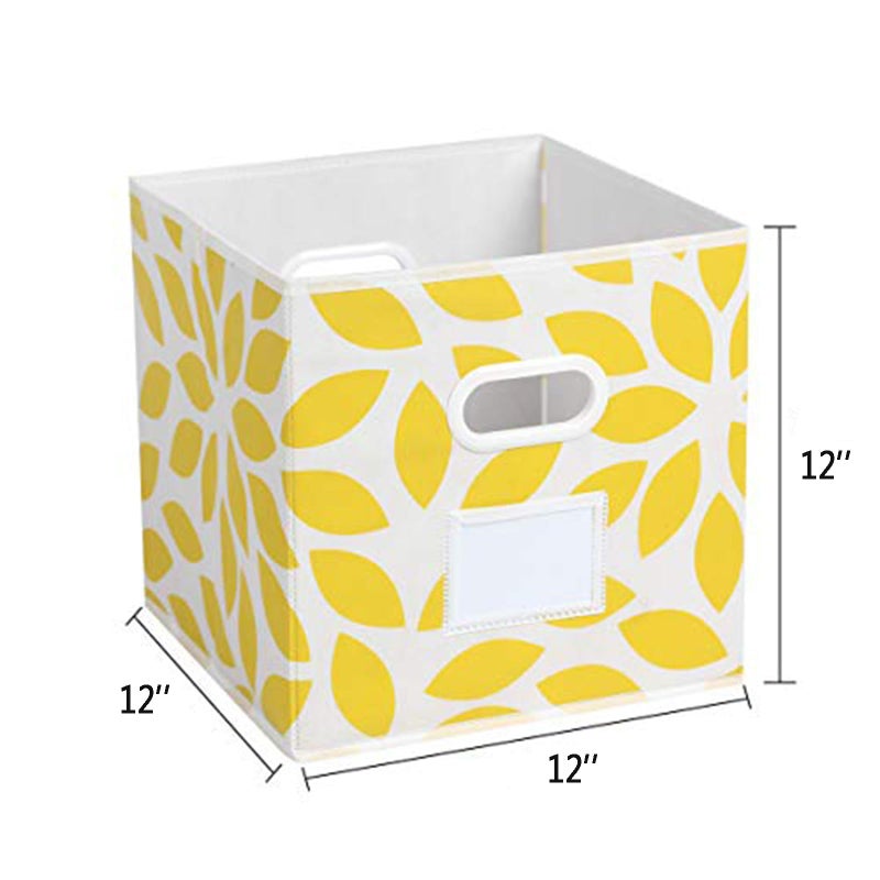 MAX Houser Fabric Storage Bins Cubes Baskets Containers with Dual Plastic Handles for Home Closet Bedroom Drawers Organizers, Flodable, Set of 6 (Yellow) - Image 2