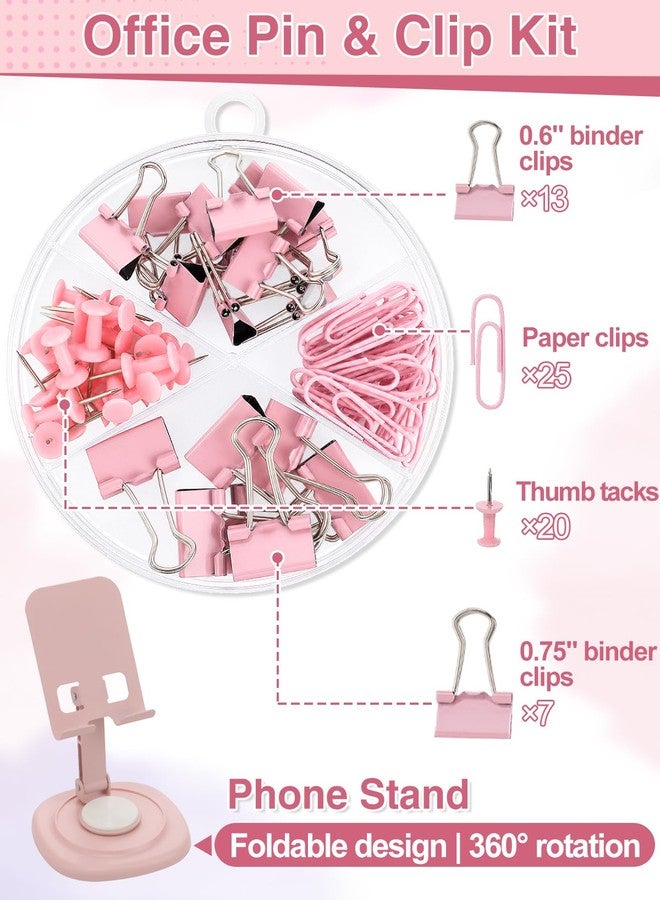 PAMASE 76Pcs Pink Desk Accessories Set, Office School Supplies for Women Girls - Image 4