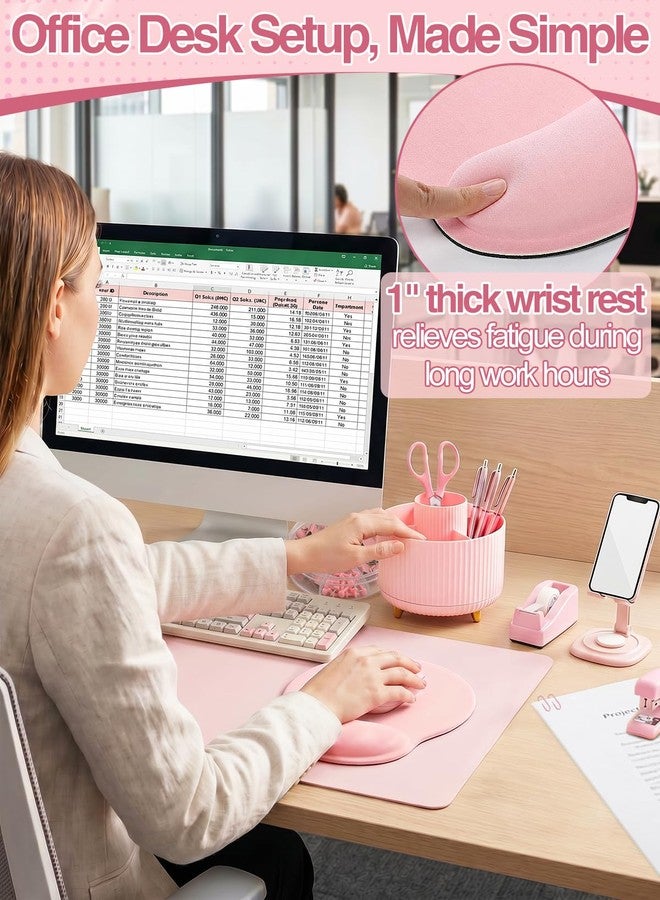 PAMASE 76Pcs Pink Desk Accessories Set, Office School Supplies for Women Girls - Image 5