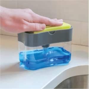 Twizzle Plastic 2 in 1 Soap Dispenser for Kitchen with Sponge Holder 400 Ml, Durable&Smooth Body Sink Dish Washing Soap Dispenser Set Sponge Holder Kitchen Sink Accessories Items (2 in 1) - Image 3