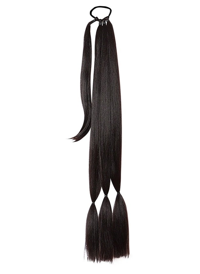Black Wigs Natural Ponytails Synthetic Wig Braids Wrap-around Hair Extensions Ponytails