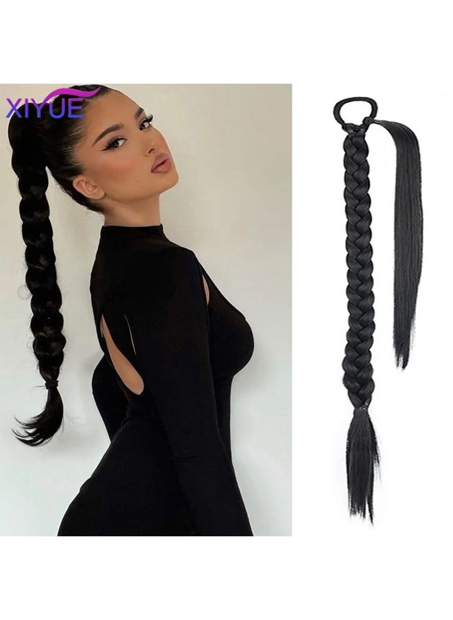Black Wigs Natural Ponytails Synthetic Wig Braids Wrap-around Hair Extensions Ponytails