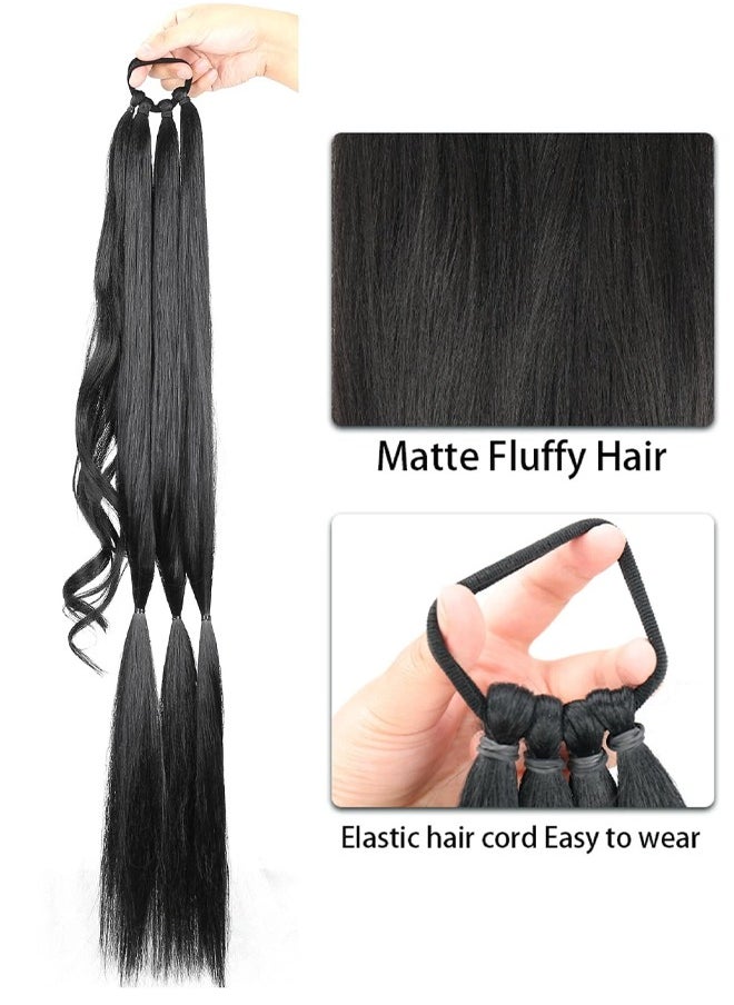Black Wigs Natural Ponytails Synthetic Wig Braids Wrap-around Hair Extensions Ponytails