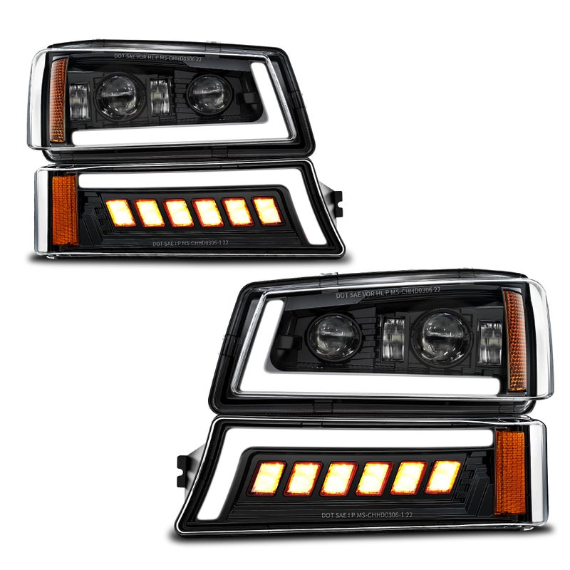 ZOFFROAD LED Headlights Assembly DOT Approved with DRL Turn Signal HiLow Sealed Beam Side Marker Compatible with 20032006 Chevy Silverado Avalanche
