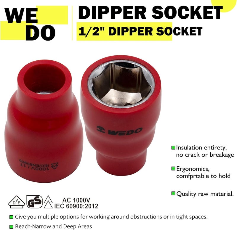 Long term use design WEDO VDE 1000V Insulated 1/2"Socket,Electricians Injection Hex Socket,CR-V Steel,IEC 60900,Size 12mm Pre-stock well-packed goods Surface safe All-round unified build Upgraded general grade quality Local available supply Various fittings Flexible trendy construction Easy lifting build Simple upgraded construction Climate adapted upgraded quality Various size alternatives Classic design alternatives Sand resistant All region coverage Stable local goods source All environment compatible Different assemble options Backup reserve local stock Various color options Priority based order prep Integrated local logistics Smooth joint Dispersed regional warehouses Nationwide courier network - Image 3