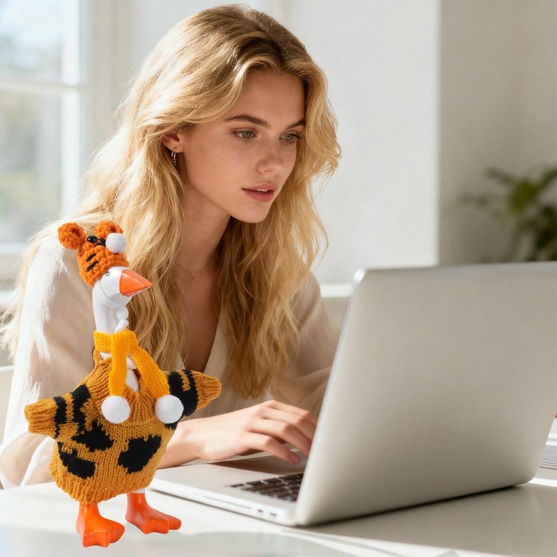 linastu 4 Set 7inch Desk Goose Outfits, Mini Desktop Goose clothes Desk Goose Accessories Set for Magnetic Goose Statue (Hat+ Scraf+ Cloth) 1.0 - Image 4