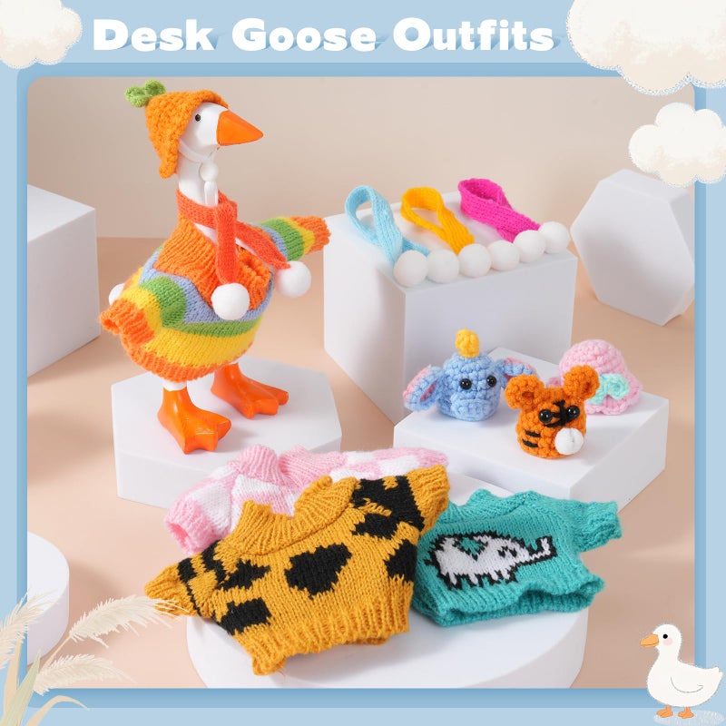 linastu 4 Set 7inch Desk Goose Outfits, Mini Desktop Goose clothes Desk Goose Accessories Set for Magnetic Goose Statue (Hat+ Scraf+ Cloth) 1.0 - Image 5