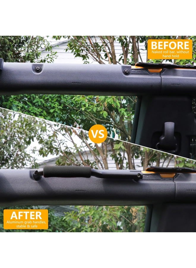 RERPRO Aluminum Grab Handles for 2021 2022 2023 2024 New Ford Bronco 4 Door Full Size Front Rear Seat Roll Bar Grip Handle Interior Accessories Black 4 Pack for Front Rear Door - Image 2