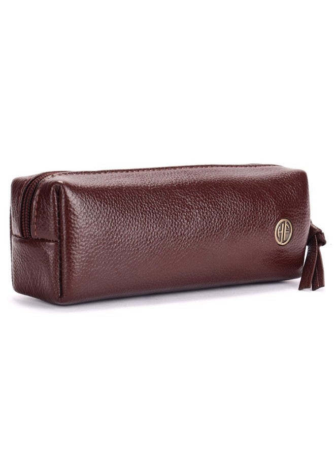 HAMMONDS FLYCATCHER Leather Utility Pouch - Multi-Use Genuine Leather Pencil Case, Cosmetic Pouch, Stationery, Coin Pouch, Makeup Brush Pouch for Women & Men - School & Office Organizer- Redwood Brown - Image 1