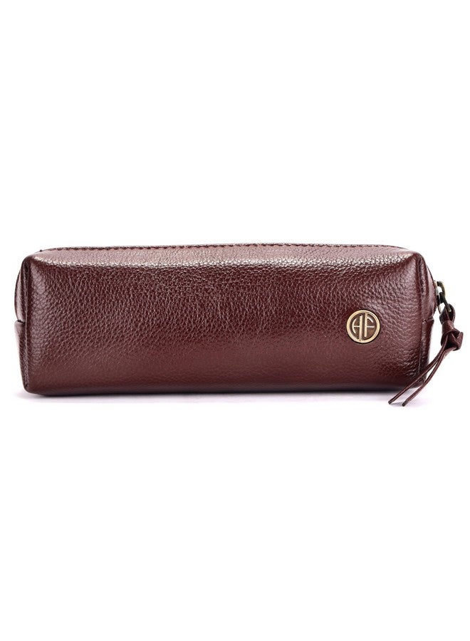 HAMMONDS FLYCATCHER Leather Utility Pouch - Multi-Use Genuine Leather Pencil Case, Cosmetic Pouch, Stationery, Coin Pouch, Makeup Brush Pouch for Women & Men - School & Office Organizer- Redwood Brown - Image 4