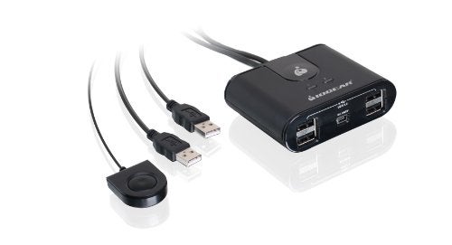 IOGEAR USB 2.0 2x4 Peripheral Switching Hub - 2 PC Share To 4 USB Devices - Up To 480Mbps - Mobile Devices Charging - Mouse/Keyboard - Printer - Scanner - EX HD - LED Indicators w/Remote - GUS402 - Image 2