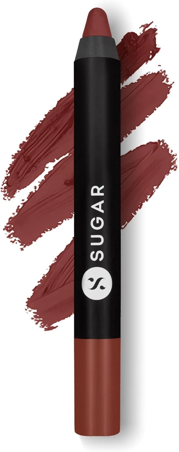 شوجر كوزماتيكس Matte As Hell Crayon Lipstick 17 Brandy Harrington (Rusty Reddish Pink) With Free Sharpener, 2.8 Gms